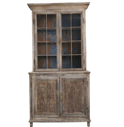 Vintage Farmhouse Cabinet with Blue Interior – Belle Escape French Farmhouse Dining Table, Farmhouse Cabinet, Elegant Outdoor Furniture, Unique Cabinet, Homes In France, Farmhouse Cabinets, French Country Home, Unique Cabinets, Rustic Blue