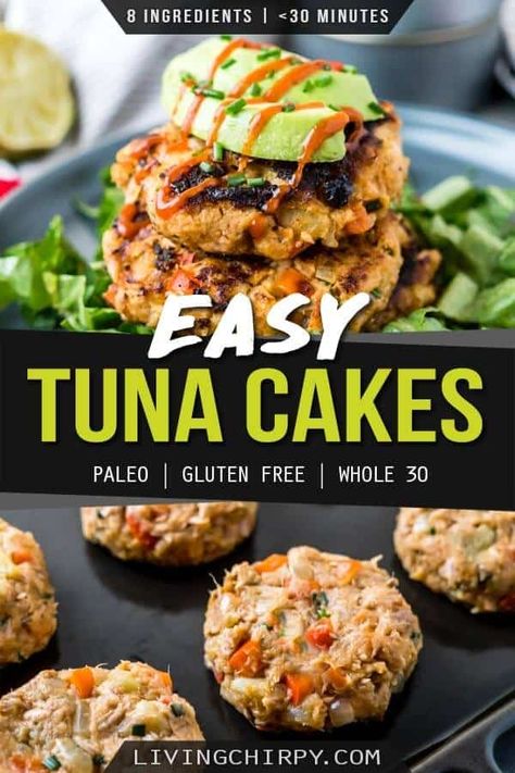 Paleo Tuna Cakes, Tuna Cakes Easy, Tuna Patties Healthy, Tuna Cakes Recipe, Paleo Tuna, Whole30 Lunch, Keto Fish, Fancy Foods, Tuna Patties