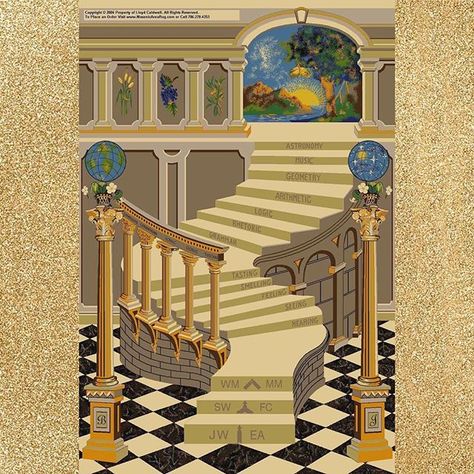 www.midnightfreemasons.org #freemasons #freemasonry #masonic #smib #widowson #f&am #af&am #scottishrite #yorkrite #pha #princehall #shriners Freemasonry Art, Masonic Tattoos, Stairs Art, Prince Hall Mason, Stair Art, Masonic Art, Magic Nature, Masonic Freemason, Winding Staircase