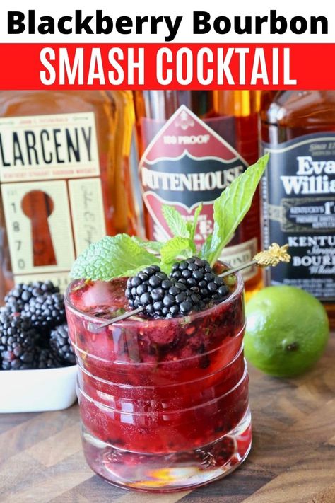 Learn how to make a Blackberry Smash Cocktail. Our easy summer drink recipe features bourbon whiskey, lime, mint, blackberries, simple syrup and splash of soda. Scottish Drinks Cocktails, Blackberry Smash Cocktail, Simple Syrup Drinks, Blackberry Smash, Whiskey Cocktails Easy, Blackberry Whiskey, Blackberry Bourbon, Scottish Drinks, Summer Drink Recipe