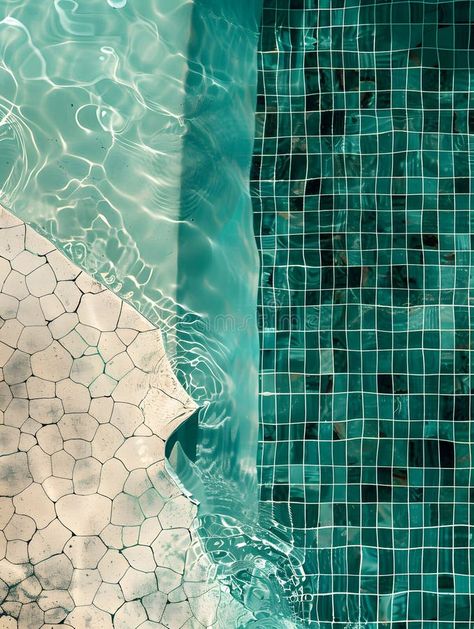 A close up of a swimming pool with a tiled floor stock photography Clean Pool, Pool Reflection, Pool Tiles, Swimming Pool Colors Water, Pool Colours Water, Pool Water Reflection, Turquoise Pool Water, Swimming Pool Tiles, Swimming Pool Water