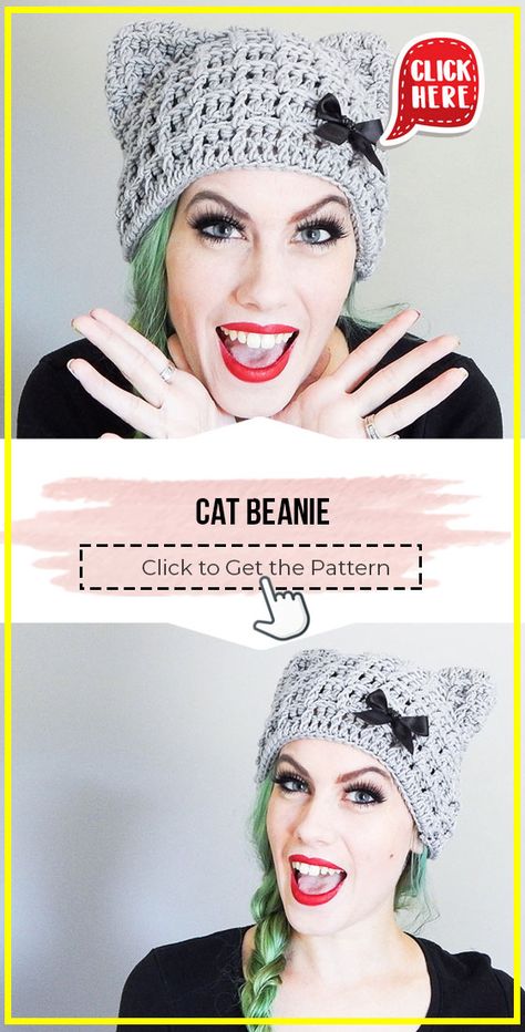 crochet Cat Beanie easy pattern - Easy Crochet Beanie Pattern for Beginners. Click to Get the Pattern #Beanie #crochetpattern #crochet via @shareapattern.com Crochet Cat Beanie, Crochet Beanie Pattern Free, Crochet Cat Hat, Cat Beanie, Crochet Hat Free, Crochet Beanie Hat, Scarf Knitting, Crochet Beanie Pattern, Crochet Hats Free Pattern