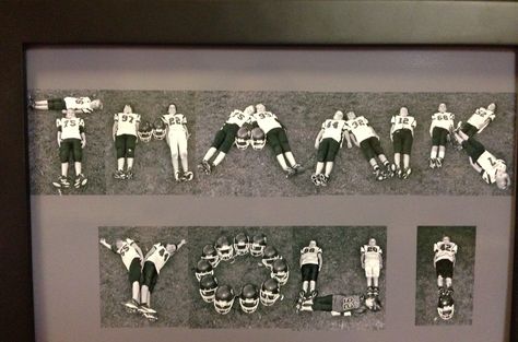 My husband was given this as a thank you for coaching youth football. It was his favorite coaching gift. Easy to do, position the kids to spell out "thank you", take picture and frame! You can also type the year, team name and players names below the picture. Wa-la! Football Coach Gifts, Soccer Coach Gifts, Cheer Coach Gifts, Baseball Coach Gifts, Softball Coach, Football Cheer, Softball Gifts, Cheer Coaches, Baseball Coach