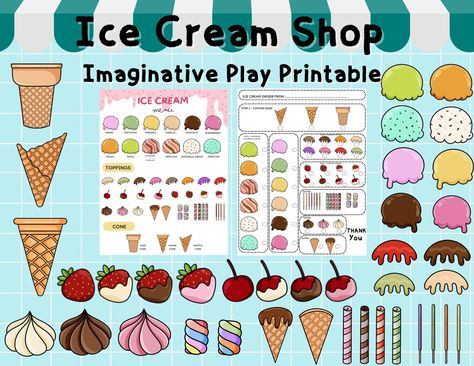 Printable Dramatic Play, Preschool Dramatic Play, Cake Cone, Ice Cream Play, Cake In A Cone, Homeschool Activity, Dramatic Play Preschool, Paper Toys Template, Ice Cream Scoops