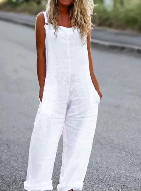 Romper For Women, White Closet, Pants Jumpsuit, Skirt Suit Set, Cotton Jumpsuit, Linen Jumpsuit, White Jumpsuit, Casual Jumpsuit, Vintage Casual