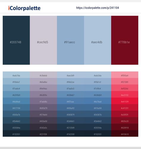 Colors included in this palette similar to Blue Dianne, Brown, Dark Gray / smoked, Dark Slate Gray, Dark Slate Gray and Light Steel Blue, Dark Slate Gray and Maroon, Gray Suit, Light Steel Blue, Light Steel Blue and Light Steel Blue, Light Steel Blue and Maroon, Maroon, . Download color palette as Pdf, Adobe swatch and more. Burgundy Light Blue Color Palette, Maroon And Blue Color Palette, Maroon Blue Color Palette, Grey Palette Color, Patriotic Color Palette, Steel Blue Color Palette, Maroon Color Palette, Blue Pallets, Jewel Tone Color Palette