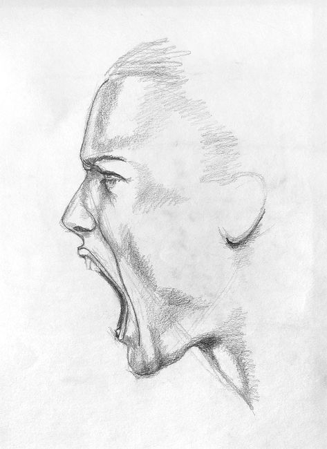 How To Draw Screaming Face, Drawing Of Someone Screaming, Screaming Draw Reference, Woman Screaming Reference, Man Screaming Drawing, Woman Screaming Drawing, Someone Screaming Drawing, Girl Screaming Drawing, Screaming Woman Drawing