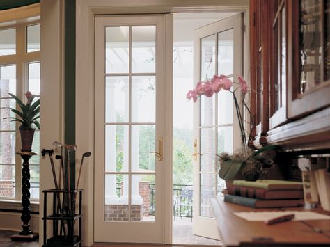 Click to learn all about hinged French patio doors. Sliding French Doors Patio, Andersen Doors, Interior Sliding French Doors, Balcony Swing, Hinged Patio Doors, Kitchen Remodel Pictures, Sliding French Doors, French Patio, French Doors Exterior