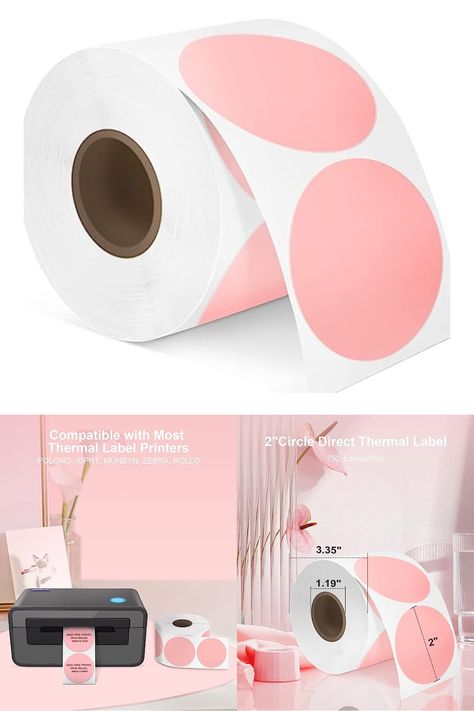 POLONO 2" Pink Circle Direct Thermal Labels Thermal Stickers, Pink Circle, Thermal Labels, Thermal Printer, Label Printer, Craft Fair, Craft Fairs, Diy Design, Qr Code