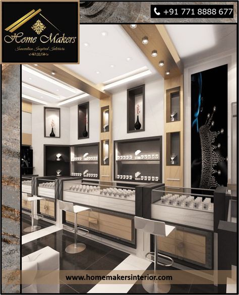 Luxury designs for your Rich personality ✨ Make Your Store Exquisite ! Designing spaces to enhance your business. It takes the right creativity and the best materials to design a magnetic and lavish jewellery store. Interiors inspired by innovation✨ Check out www.homemakersinterior.com for more such Interior Designs. Call us now on 771 8888 677 to turn your imaginations into reality. #interiordesign #interiordesigner #interiordesigninspo #interiorinspiration #interiordecorating #interior Jewellery Showroom Interior Design, Jwellary Unique, Luxury Retail Store, Modern Jewelry Store, Shop Counter Design, Furniture Store Design, Jewelry Shop Display, Jewelry Store Interior, Luxury Jewelry Store