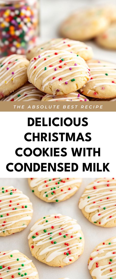 Image for Delicious Christmas Cookies with Condensed Milk Soft Chewy Christmas Cookies, Condensed Milk Cookies 4 Ingredients, Christmas Dessert Tray Ideas, Easy Delicious Christmas Cookies, Condensed Milk Cookie Recipes, Condensed Milk Cookies Recipes, Cookies With Sweetened Condensed Milk, Easy Christmas Cookies Recipes Simple, Cookies With Condensed Milk