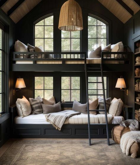 Nicole Gates Pottery Barn Bunk Beds, Bunk Bed Rooms Decor, Bunk Bed Bedroom Ideas, Rustic Bunk Beds, Bonus Room Design, Bunk Bed Room, Bunk Bed Rooms, Adult Bunk Beds, Bunk Beds Built In