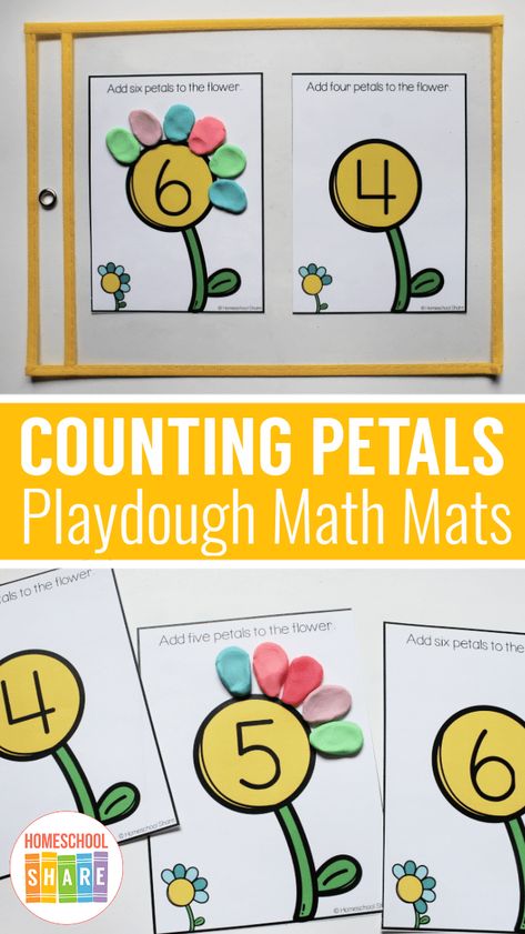 Free Flower Playdough Math Mats - Homeschool Share Free Spring Playdough Mats, Plant Themed Math Activities Preschool, Spring Small Group Activities For Preschoolers, Math Lesson For Preschool, Flower Math Preschool, Flower Numbers Preschool, Flower Theme Kindergarten, Flower Counting Activities Preschool, Spring Themed Math Activities Preschool