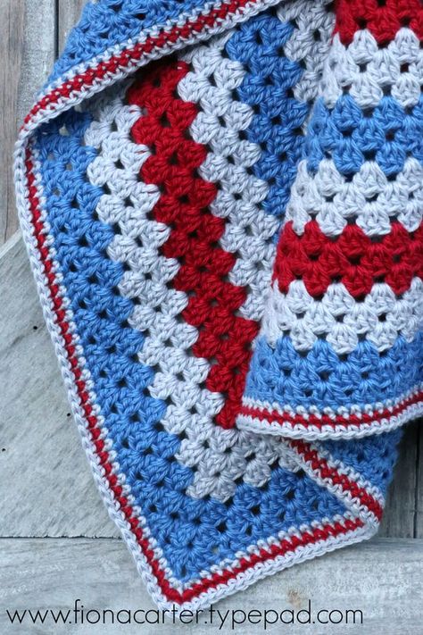 Red White Blue Crochet Blanket Free Pattern, Red White And Blue Crochet Afghans, Crochet Blanket Red White And Blue, Red White Blue Granny Square Blanket, Red And Black Granny Square Blanket, Boy Crochet Patterns, Baby Girl Crochet Blanket, Crochet Blanket Chevron, Chunky Crochet Blanket