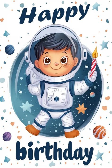 Happy Birthday Cartoon Images, Happy Birthday Backgrounds, Birthday Astronaut, Birthday Backgrounds, Birthday Party Invitation Card, Astronaut Cartoon, Kids Cartoon Characters, Cake Vector