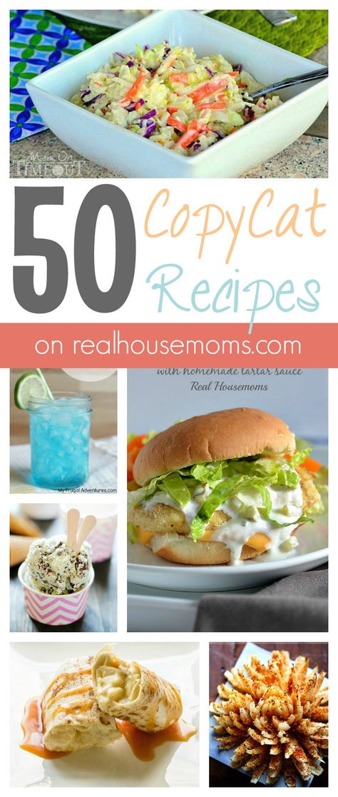 50 CopyCat Recipes on Real Housemoms Copykat Recipes, Copycat Restaurant Recipes, Famous Recipe, Cat Recipes, Restaurant Recipes, Copycat Recipes, Yummy Dinners, Food Dishes, Great Recipes