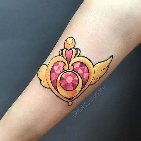 Sailor Moon Locket, Sailor Moon Brooch, Fandom Tattoos, Powerpuff Girls Characters, Jewel Tattoo, Sailor Moon Tattoo, Octopus Tattoos, Geek Tattoo, Kawaii Tattoo