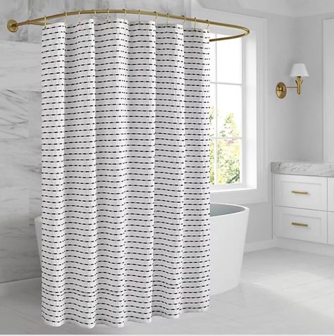 best shower curtains for small bathrooms Modern Farmhouse Bathroom Shower Curtain, Stripe Shower Curtain, Curtain Bed, Black And White Shower Curtain, Stencil Paint, Minimalist Showers, Gray Shower Curtains, Farmhouse Shower Curtain, Black White Bathrooms