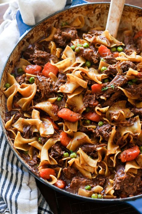 The Best Beef and Noodles (Oven or Crock Pot) | Cookies and Cups Beef And Egg Noodles, Egg Noodle Recipes, Pot Cookies, Comforting Dinner, Recipes With Ground Beef, Comfort Casseroles, Noodle Casserole, Beef Tips, Stew Meat