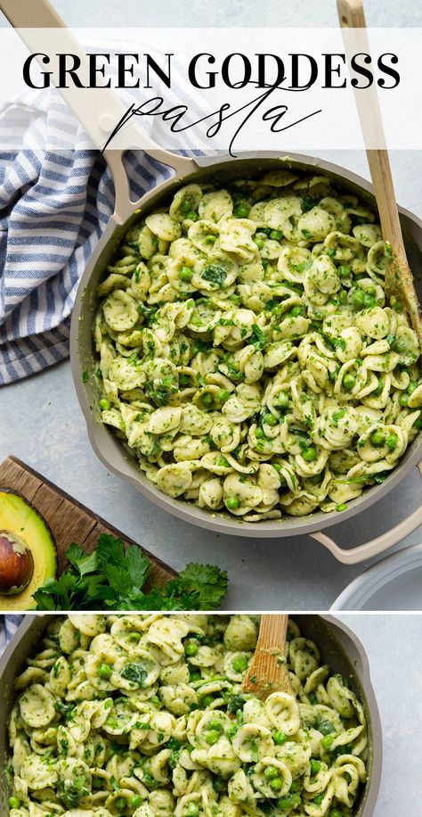 Green Goddess Recipe, Green Pasta Recipe, Spinach Pasta Sauce, Green Goddess Pasta, Green Pasta Sauce, Wfpb Vegan, Homestead Cooking, Blt Pasta, Green Pasta