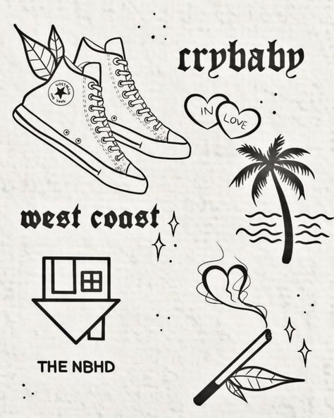 The Nbhd Tattoo Ideas, The Neighborhood Tattoo Ideas, The Neighbourhood Tattoo Ideas, The Neighbourhood Drawing, Nbhd Tattoo, The Nbhd Tattoo, The Neighborhood Tattoo, Music Flash Tattoos, Neighborhood Tattoo