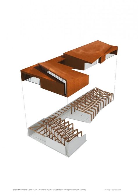 École Á Énergie Positive / Gemaile RECHAK Architecte Threshold Design Architecture, Photography Perspective, Detail Arsitektur, Factory Architecture, Desain Lanskap, Architecture Concept Diagram, Architectural Model, Arch Model, Roof Architecture