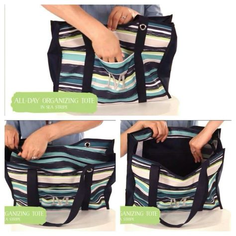 All-Day Organizing Tote in Sea Stripe *New Fall 2014* Thirty-One  https://www.mythirtyone.com/courtney Thirty One Organization, Thirty One Fall, Thirty One Business, Thirty One Consultant, 31 Bags, 31 Gifts, Black Velvet Blazer, Tote Organization, Striped Bags