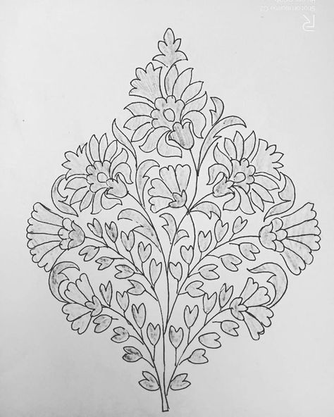 Zardosi Embroidery Motif Sketch, Zardosi Embroidery Motif, Zardosi Embroidery, Mom Tattoo Designs, Embroidery Motif, Flower Drawing Design, Geometric Design Art, Bracelet Craft Diy, Floral Embroidery Patterns