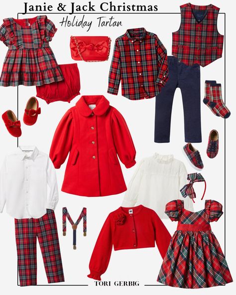 Janie And Jack Christmas, Christmas Plaid Outfit, Plaid Christmas Outfit, Matching Christmas Outfits, Fantasy Outfits, Xmas Photos, Girls Christmas Outfits, Christmas Clothes, Plaid Outfits