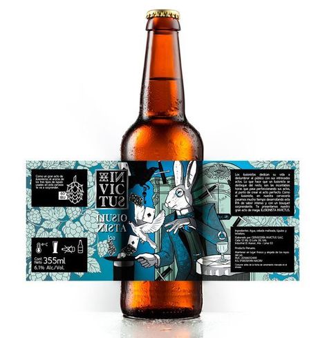 Magical Rabbit Wizard Illustration on a Craft Beer Label. Design language in different shades of blue. Cerveza Artesanal Ideas, Craft Beer Design, Beer Bottle Design, Craft Beer Packaging, Wine Bottle Label Design, Beer Packaging Design, Craft Beer Labels, Pint Beer, Beer Label Design