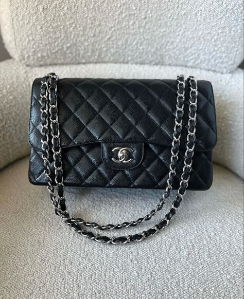 Chanel Jumbo, Black Caviar, Chanel Black, Classic Flap, Chanel Classic Flap, Chanel Classic, Bags Designer, Dust Bag, Chanel