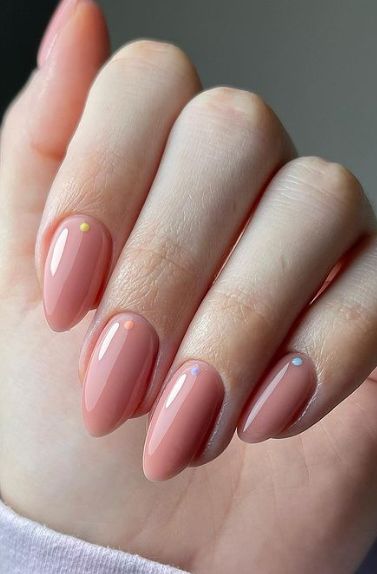 Bridesmaid Nails Blush Pink, Nudish Pink Nails, Pink Nails Minimal, Pink Nude Nails Design, Warm Pink Nails, Pinkish Nude Nails, Single Colour Nails, Nude Pink Nails With Design, Dusky Pink Nails