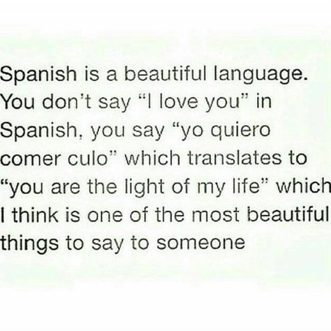 “Spanish is so romantic #doubletap #spanish #lesbian #lesbians #humor #sofunny… My Love In Spanish, Sayings In Spanish, Pierce The Veil Quotes, Pretty Sayings, Spanish Quotes With Translation, Love In Spanish, Spanish Learning Activities, Spanish Translation, Spanglish Quotes