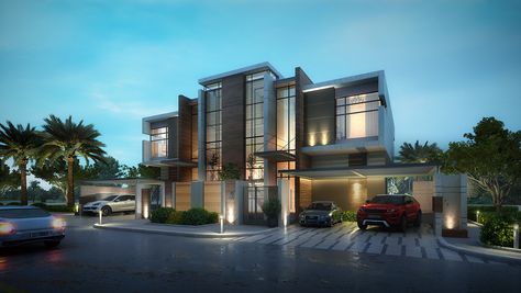 Semi Attached Villas Attached Villas, Attached Villas Modern Design, Modern Bungalow House Design, Modern Architecture Building, Modern Bungalow House, Modern Bungalow, Semi Detached, Bungalow House Design, Modern Buildings