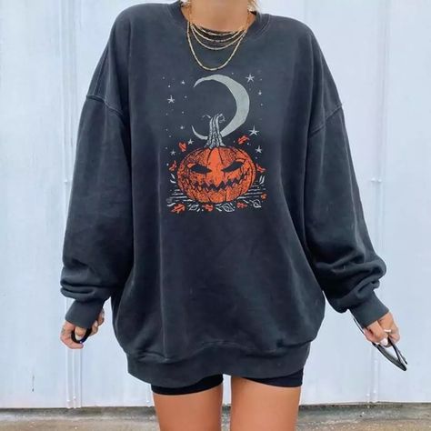 Imprimibles Halloween, Labu Halloween, Designer Sweatshirts, Plus Size Hoodies, Pumpkin Print, Sweatshirt Women, Oversized Pullover, Pumpkin Halloween, Summer Fabrics