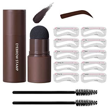 Eye-Brow Stamp Stencil Kit, Waterproof Brow Stamp Shaping Kit Eyebrow Definer, Eyebrow Filling Powder Stamp, Women Makeup Tools with 10 Reusable Eyebrow Stencils, 2 Eyebrow Brushes (Dark Brown) Eyebrow Filling, Brow Stamp, Eyebrow Stencils, Women Makeup, Makeup Tools, Eyebrows, Dark Brown, Stamp, Tools