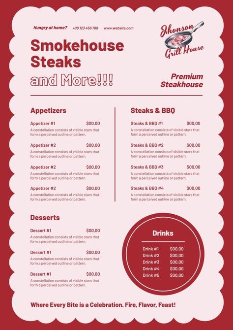 Retro Cool Vertical Steakhouse Menu Wine List Menu, Thai Bbq, Free Menu Templates, Menu Maker, Happy Hour Menu, Coffee Shop Menu, Presentation Maker, Restaurant Poster, Bbq Menu