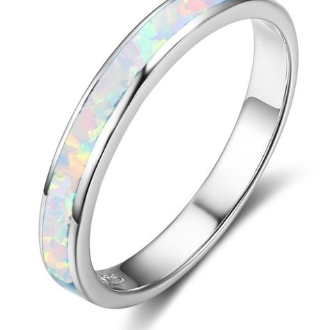 925 Sterling Silver White Blue Fire Opal Ring Wedding Engagement Ring #AD Australian Opal Ring, Womens Silver Jewelry, Blue Opal Ring, Black Opal Ring, Opal Wedding, Precious Opal, Fire Opal Ring, Enamel Ring, Wedding Rings Vintage