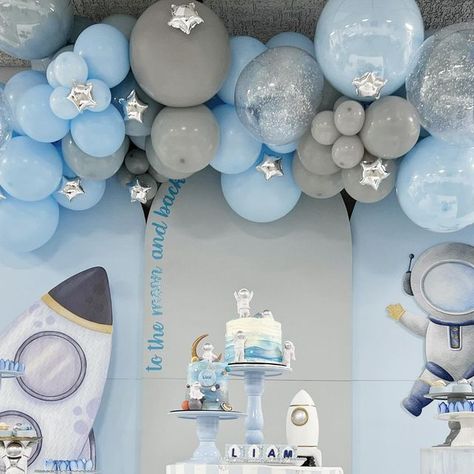 Astronaut Birthday, First Trip Around The Sun, First Birthday Party Themes, Space Party, Boy First Birthday, To The Moon And Back, Boy Birthday Parties, Boy Party, Baby Party