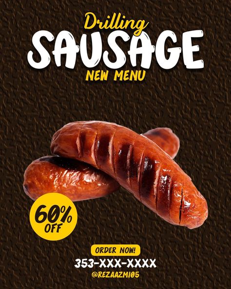 Sausage Poster, New Menu, Flyer Design, Quick Saves, Design