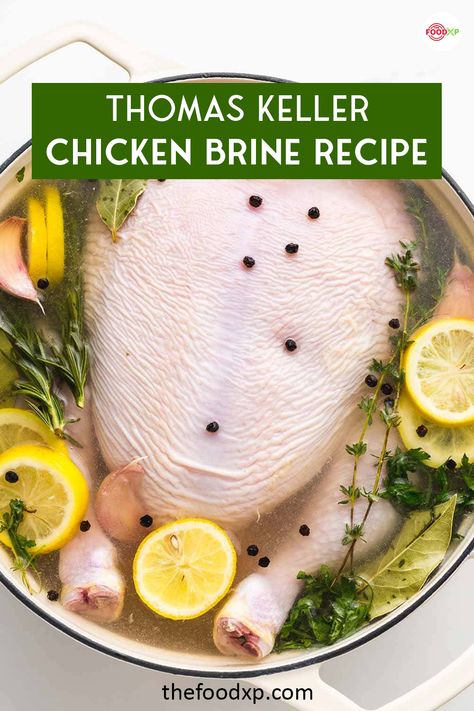 Chicken Brine is a basic recipe, let’s face it. If you too wish to make it more interesting then, I suggest that you check out the recipe for Chicken Brine by Thomas Keller on TheFoodXP. #thomaskellerchickenbrinerecipe #thomaskellerchickenbrine #chickenbrinerecipe #thomaskellerrecipes Chicken Brines, Quick Turkey Brine, Best Chicken Brine, Brine Whole Chicken, Smoker Meals, Rotisserie Recipes, Easy Turkey Brine, Chicken Brine, Brine Recipes