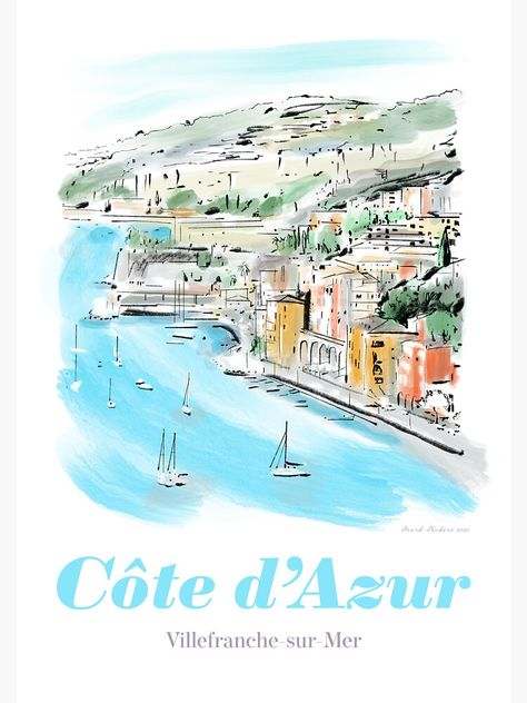 "French Riviera" Magnet by markvickers41 | Redbubble French Spa, Artsy Gift, Watercolor Journal, Spa Design, New York Life, Provence France, Air France, Cote D’azur, Fashion Poster