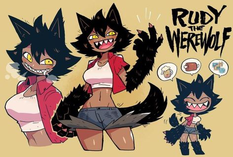 Werewolf Girl, Helloween Wallpaper, Monster Girl Encyclopedia, The Werewolf, My Oc, Cartoon Character Design, Drawing Reference Poses, Cartoon Art Styles, Fantasy Character Design