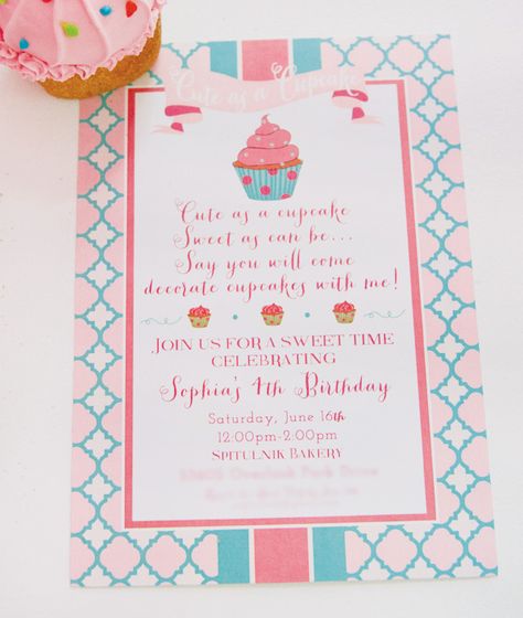 Cupcake Party Theme, Cupcake Wars Party, Cupcake Party Invitations, Cupcake Party Ideas, Baking Birthday Party, Baking Birthday Parties, Cupcake Decorating Party, Cupcake Theme, Cupcake Birthday Party