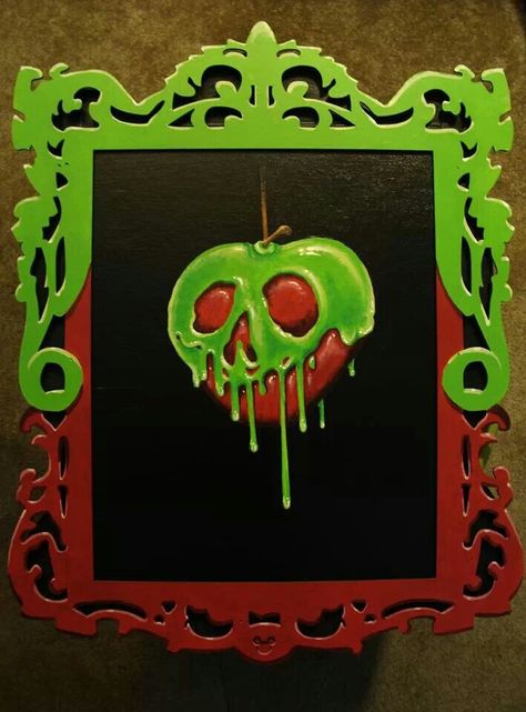 Snow White Poison Apple, Drawing Disney, Paint Inspo, Apple Painting, Poison Apple, Disney Tattoo, Disney Snow White, Disney Villain, Disney Collage