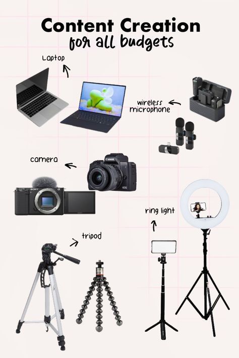 Content Creation Aesthetic, Blogging Camera, Content Creator Aesthetic, Youtube Channel Name Ideas, Youtube Setup, Best Vlogging Camera, Creator Aesthetic, Start Youtube Channel, Social Media Content Planner