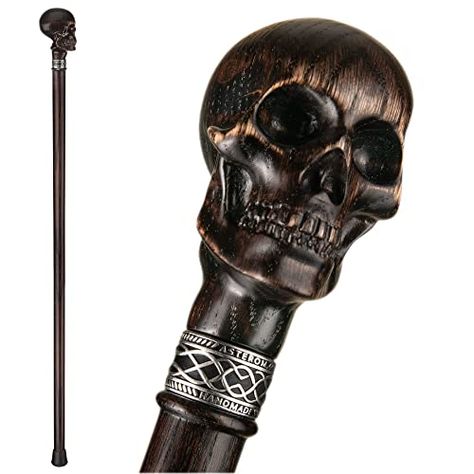 Amazon.com: Fancy Hand-Carved Walking Cane for Men and Women - Skull Head - Stylish Wooden Canes Cool Walking Stick : Handmade Products Fancy Canes Walking Sticks, Plague Doctor Cane, Skull Walking Stick, Cool Canes, Skull Cane, Steampunk Cane, Steampunk Walking Cane, Fashionable Canes, Vampire Gothic