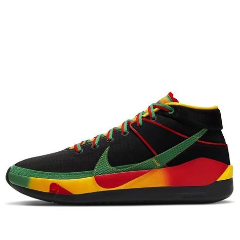 Nike KD 13 EP Rasta BLACK/RED/GREEN/YELLOW Basketball Shoes/Sneakers Red Basketball Shoes, Kd Sneakers, Dunk Low Nike, Perfect Sneakers, Nike Kd, Lucky Green, Red Green Yellow, Sneakers Men Fashion, Nike Dunks