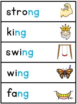 Ng Words, 3rd Grade Spelling, Literacy Activities Preschool, Beginning Sounds Worksheets, English Skills, Kids Printables, Grade Spelling, English Phonics, Phonics Lessons