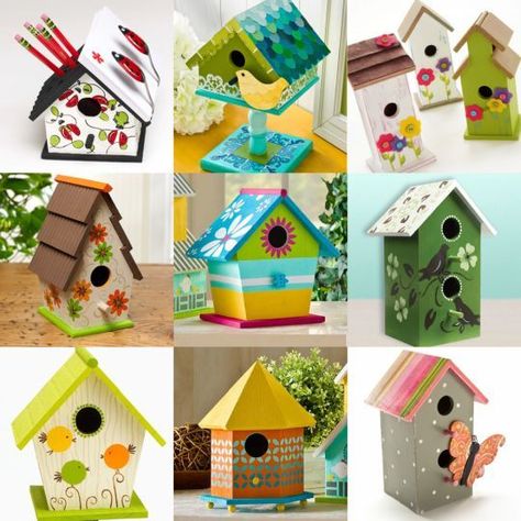 Bird House Painting Ideas, Bird House Painting, Bird Houses Ideas, House Painting Ideas, Painted Birdhouses, Birdhouse Projects, Painted Candlesticks, Birdhouse Craft, Bird Houses Ideas Diy